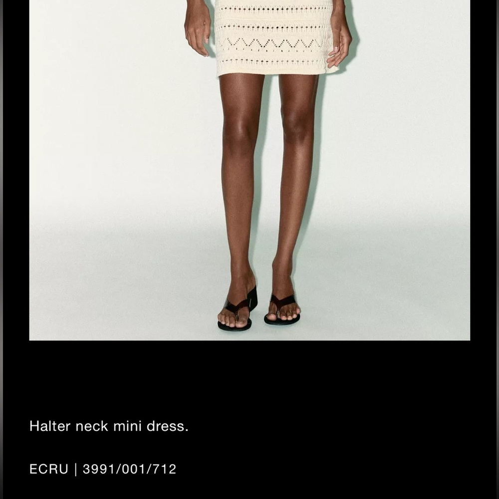Zara halter crochet knit dress,ecru - Picture 10 of 11